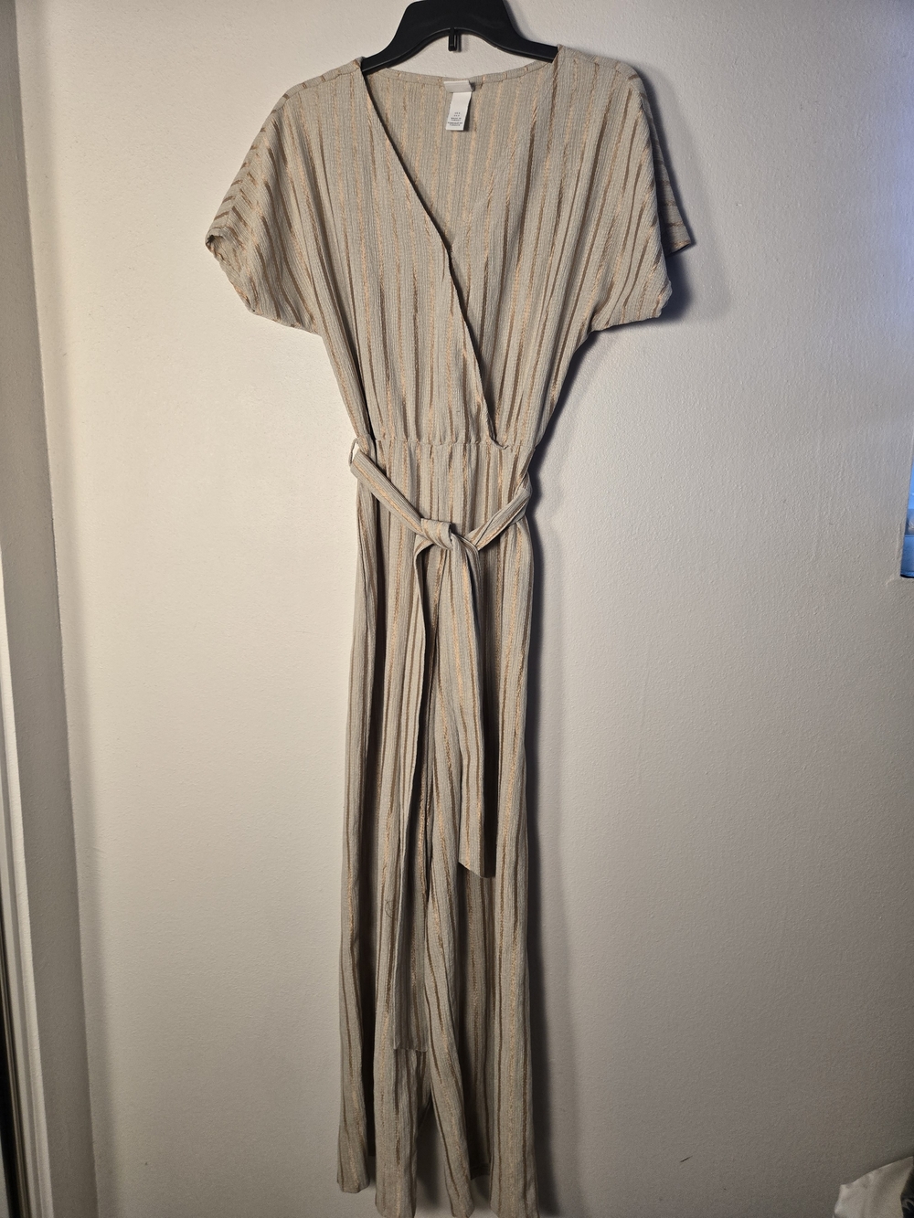H&M Beige Striped Jumpsuit